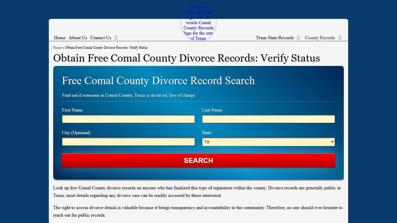 Obtain Free Comal County Divorce Records: Verify Status