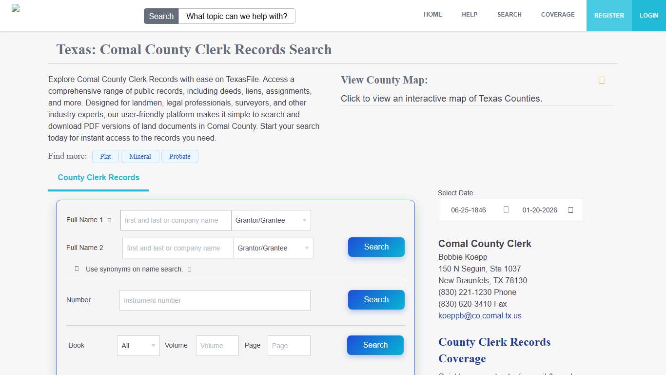 Comal County Clerk Records Search TexasFile